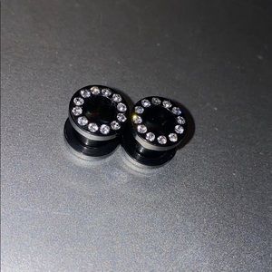 Black gauges with diamonds 0g